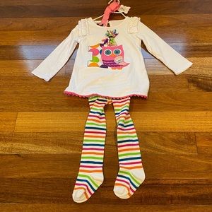NWT Mud Pie Baby Girl 1st Birthday Top and Tights